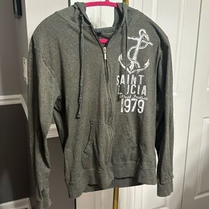 Saint Lucia Thin Gray Zip up Hoodie Size M